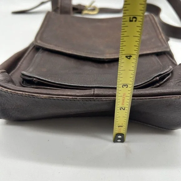 FOSSIL VTG Brown Soft Pebble Distress Leather Organizer Messngr Bag Purse 75082